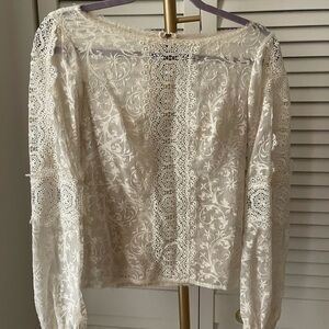 Nanette Lepore Cream Lace Blouse Size 2